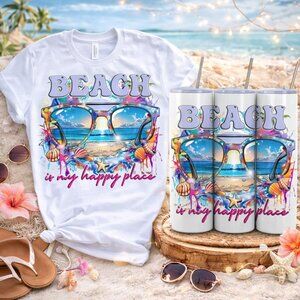 Beach Please T-Shirt And 20oz Skinny Tumbler Gift Set Bundle